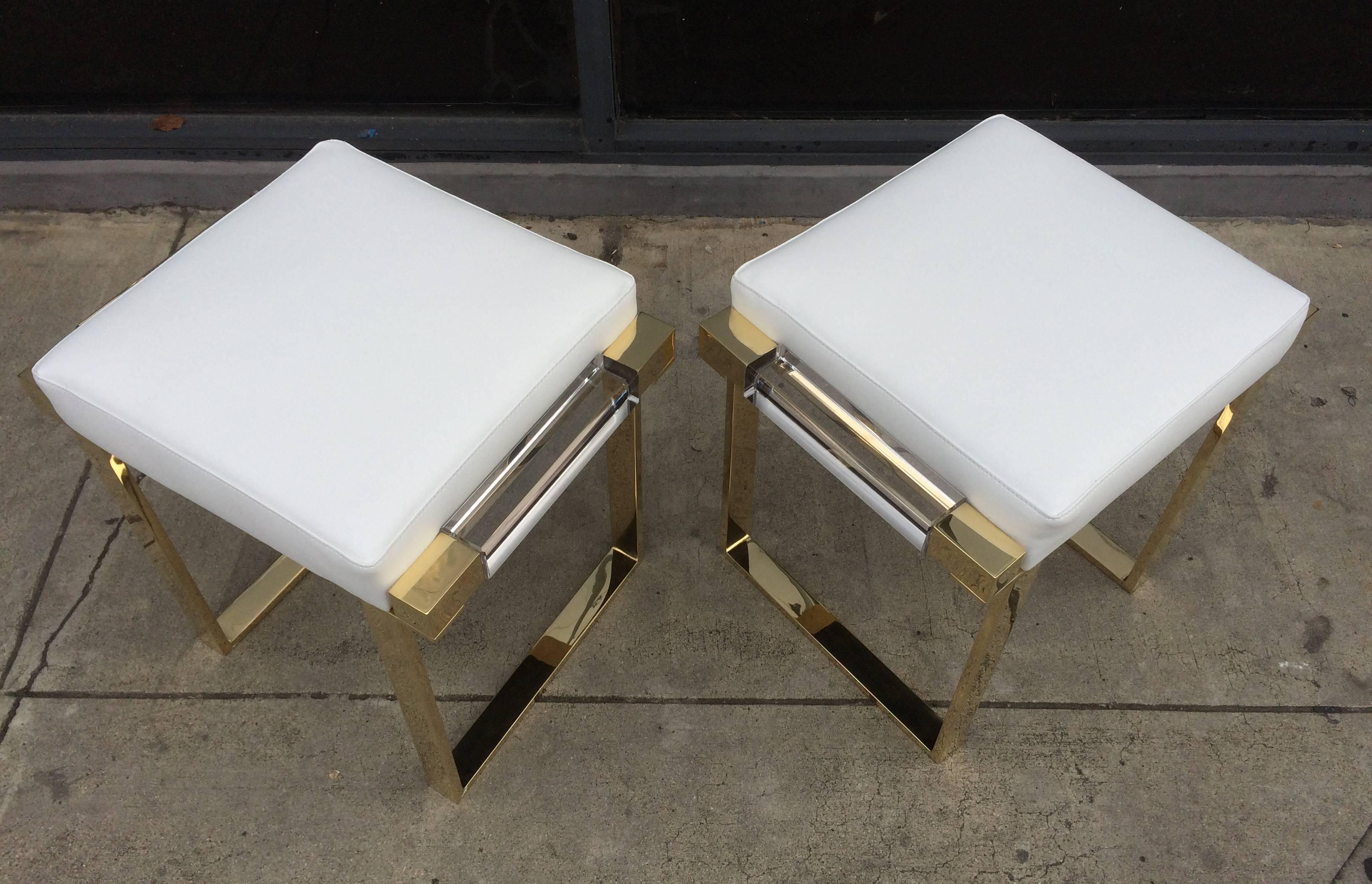 American Pair of Lucite and Brass 