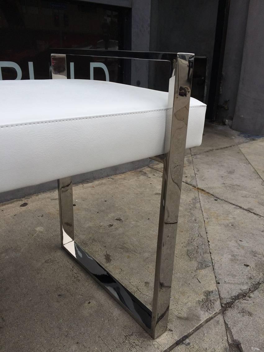 Late 20th Century Pair of Charles Hollis Jones Benches in Polished Nickel For Sale