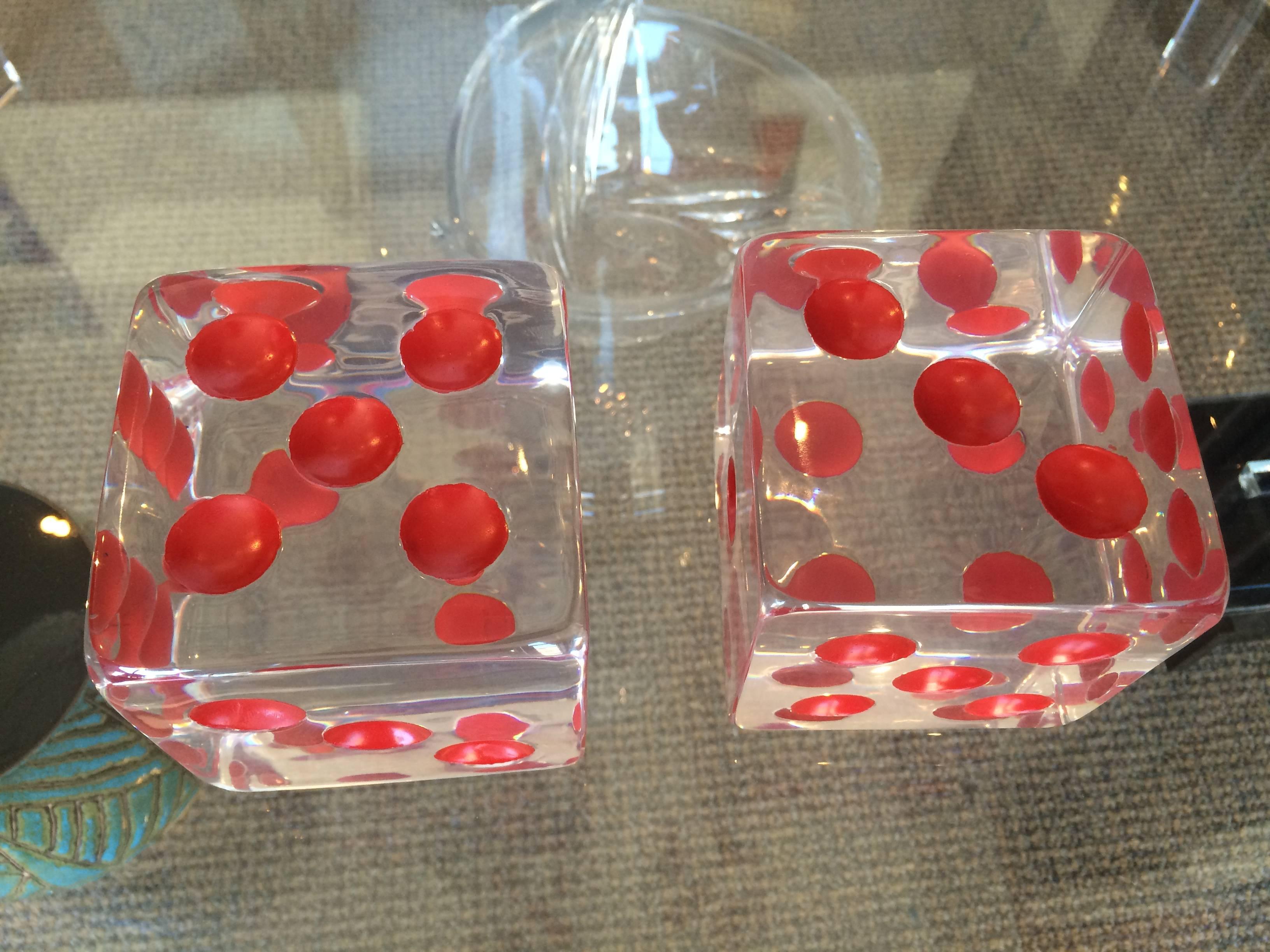 American Oversized Dice Sculpture with Red Dots by Charles Hollis Jones