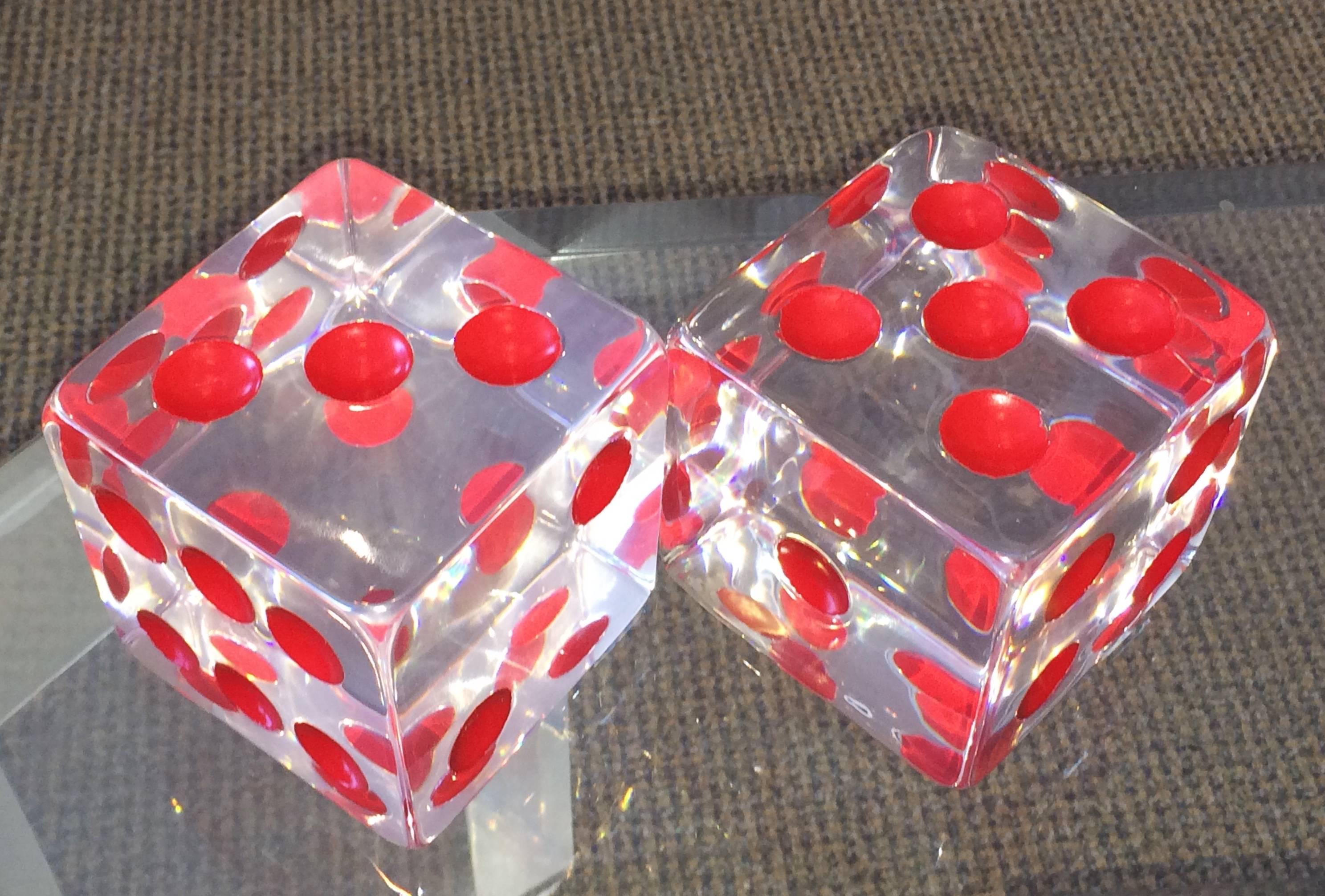 Mid-Century Modern Oversized Dice Sculpture with Red Dots by Charles Hollis Jones