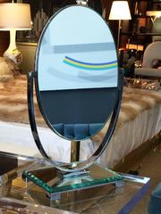 Vintage Charles Hollis Jones Vanity Mirror in Polished Nickel and Lucite