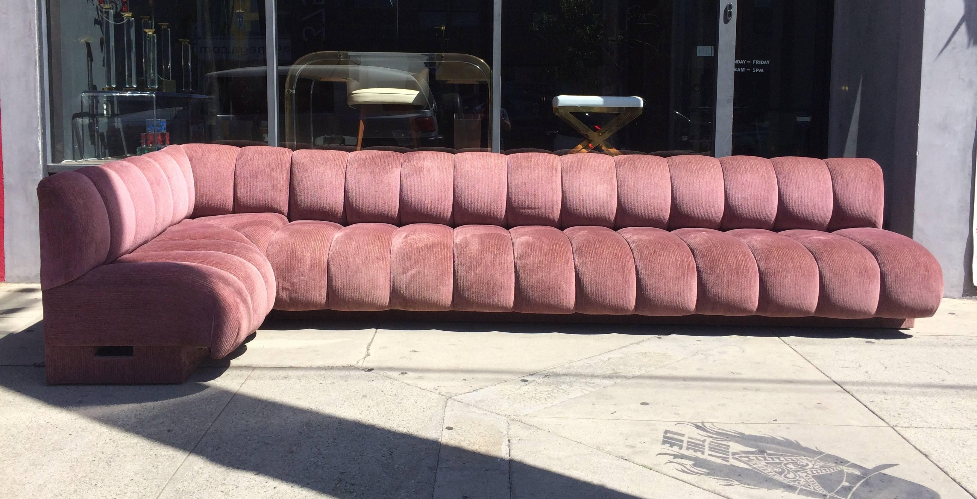 Modern Rare Steve Chase Sofa Upholstered in Boris Kroll Elan fabric, Illuminated Base