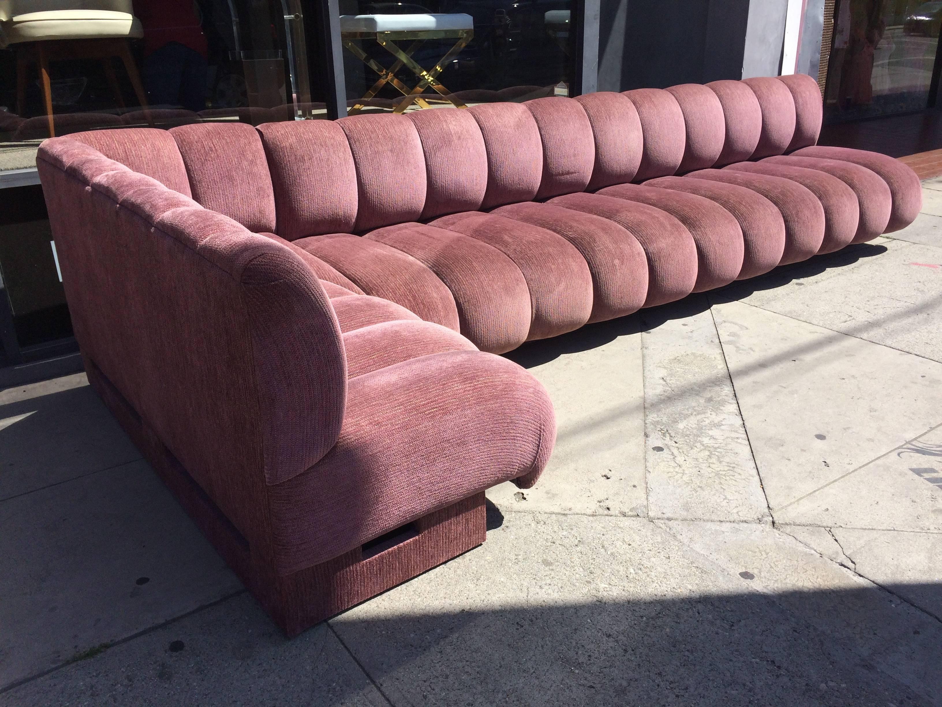 Late 20th Century Rare Steve Chase Sofa Upholstered in Boris Kroll Elan fabric, Illuminated Base