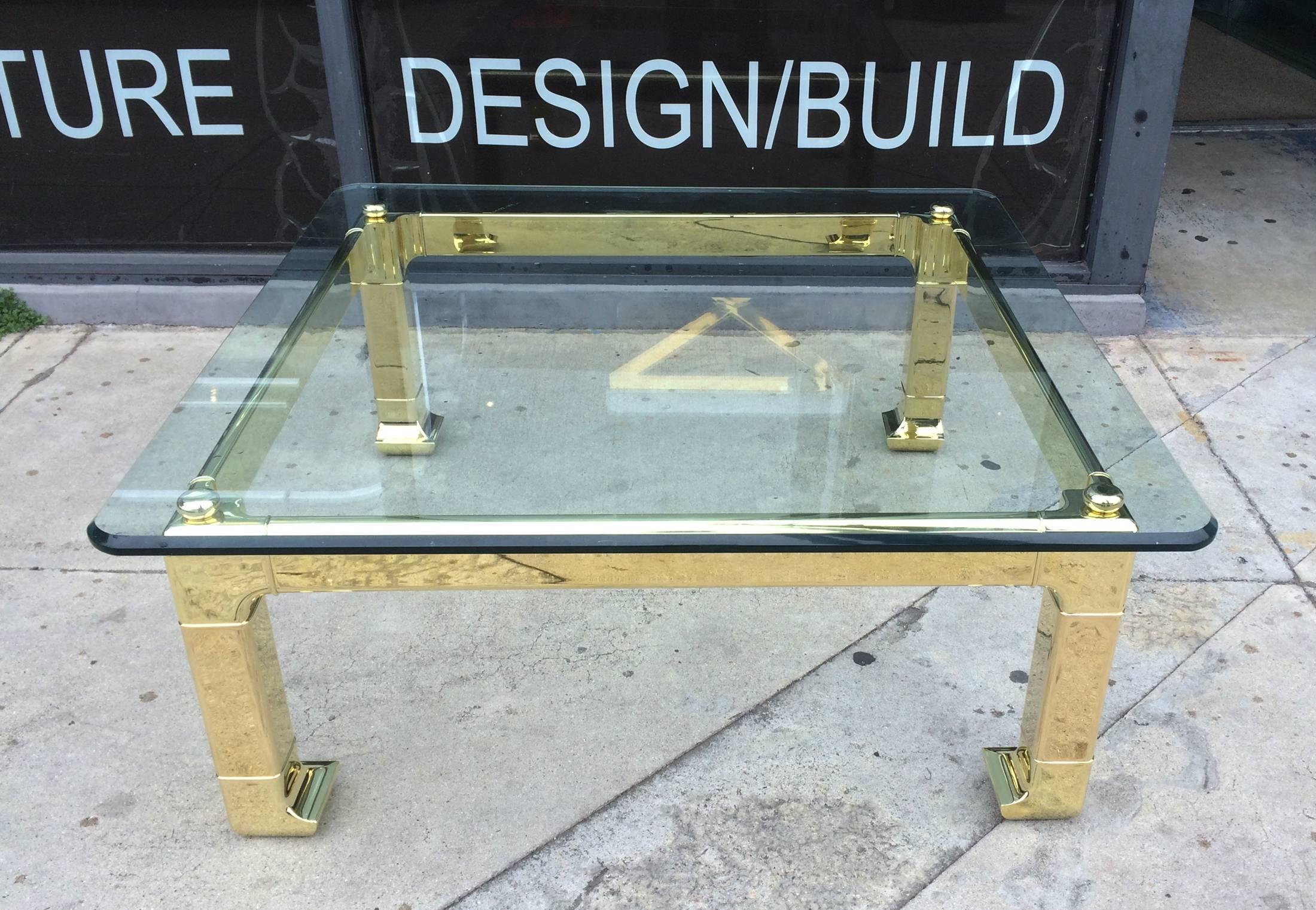 Solid Polished Brass Coffee Table by Mastercraft In Good Condition In Los Angeles, CA