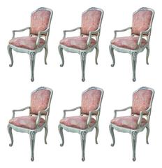 Set of Six Rococo Style Armchairs Designed & Manufactured by Baker Furniture