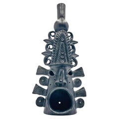 Barro Negro Sculpture by Doña Rosa of Coyotepec Oaxaca, Hand-Signed, Mexican Art