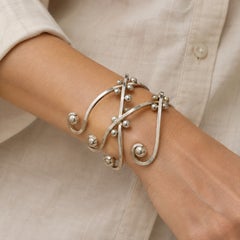 Los Castillo Taxco Sterling Silver Modernist Cuff Bracelet, Mexican Modernism