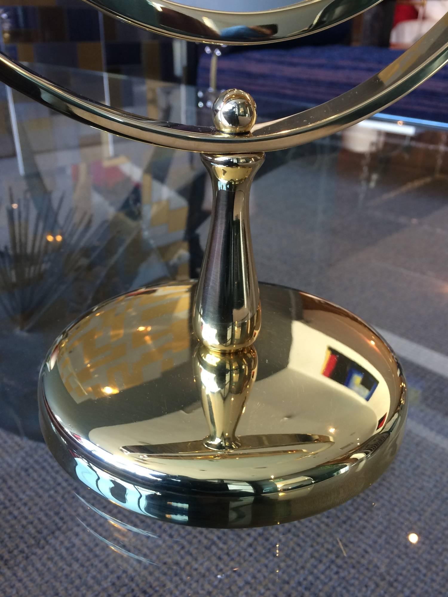  Charles Hollis Jones Vanity or Table Mirror in Polished Brass In Good Condition In Los Angeles, CA
