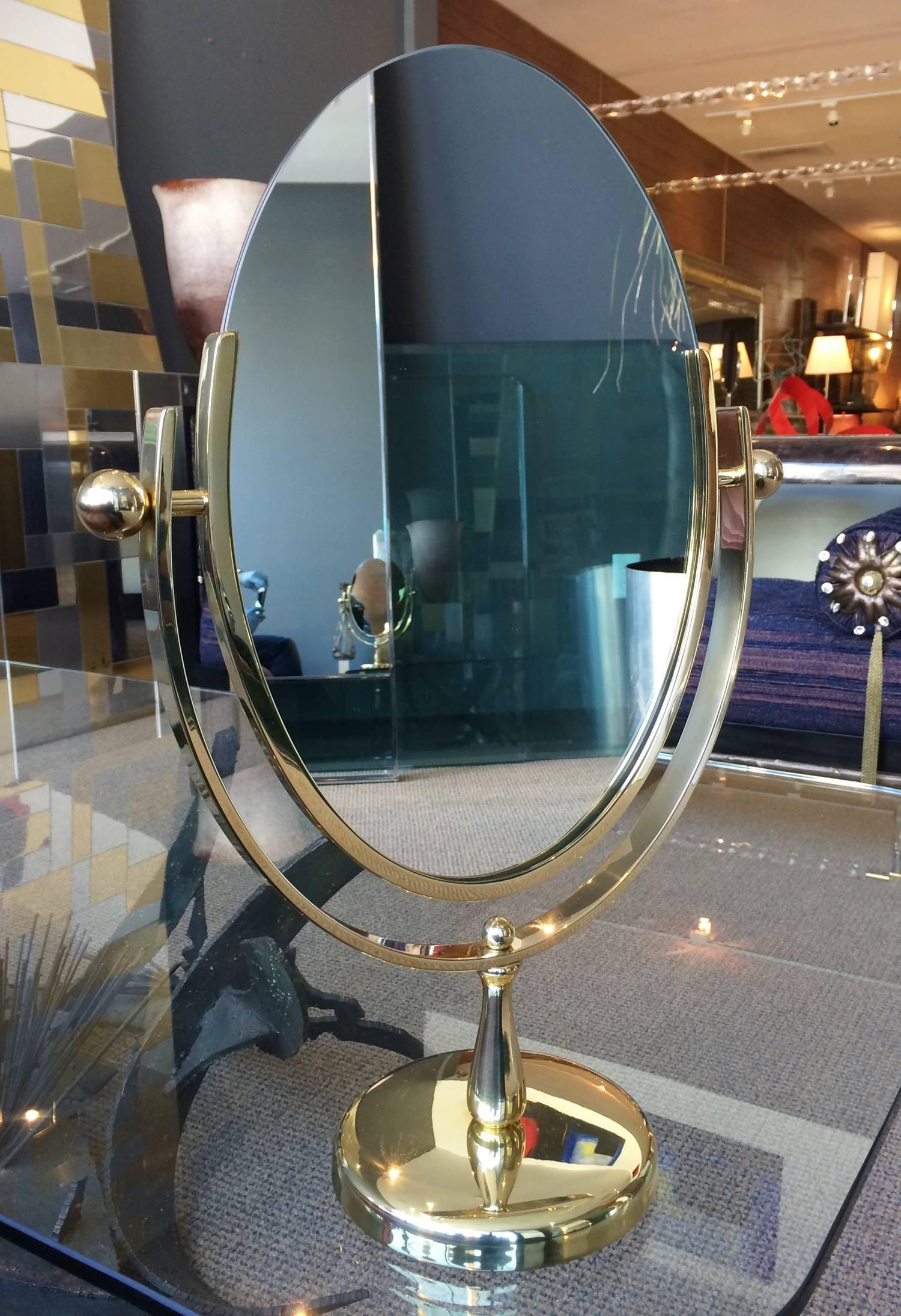 Mid-Century Modern  Charles Hollis Jones Vanity or Table Mirror in Polished Brass