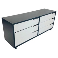 Vintage Style 6 Drawer Credenza With White Accented Drawers