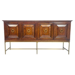 Walnut and Brass Credenza by Century Furniture, Made in the United States