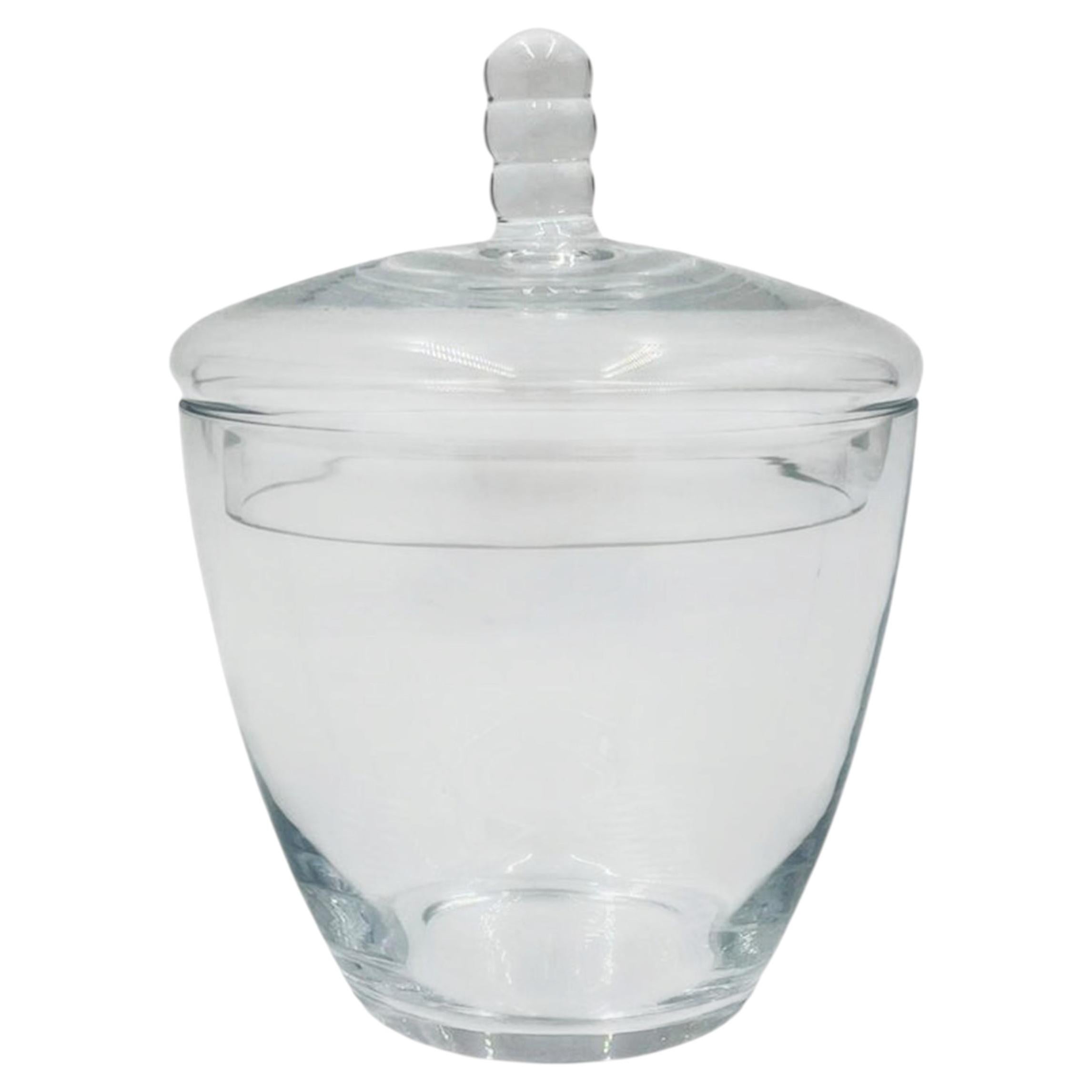Mid-Century Modernes Klarglas Bonbonglas oder Zuckerdose mit Deckel im Angebot