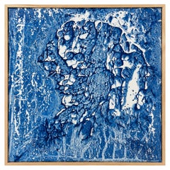 Marco Schmidli 60x48 Pittura acrilica astratta blu su tela, firmata e datata