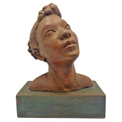 Katherine Kadell Clay Bust Sculpture Female Portrait, Los Angeles Modern Art
