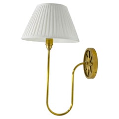 McGee & Co Polaris Brass Wall Sconce with Linen Shade, Modern Lighting