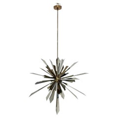Brass & Nickel "Sunburst" Chandelier by Remains Lighting of New York