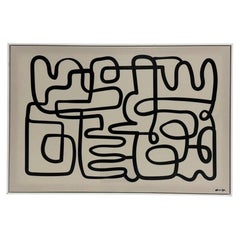 Oliver Gal Abstract Line Art Painting Framed Acrylic Canvas Miami Pop Art