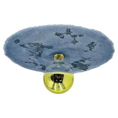 Blue Resin & Brass Ceiling Light by Luca for Fermaluce, Italy 2022