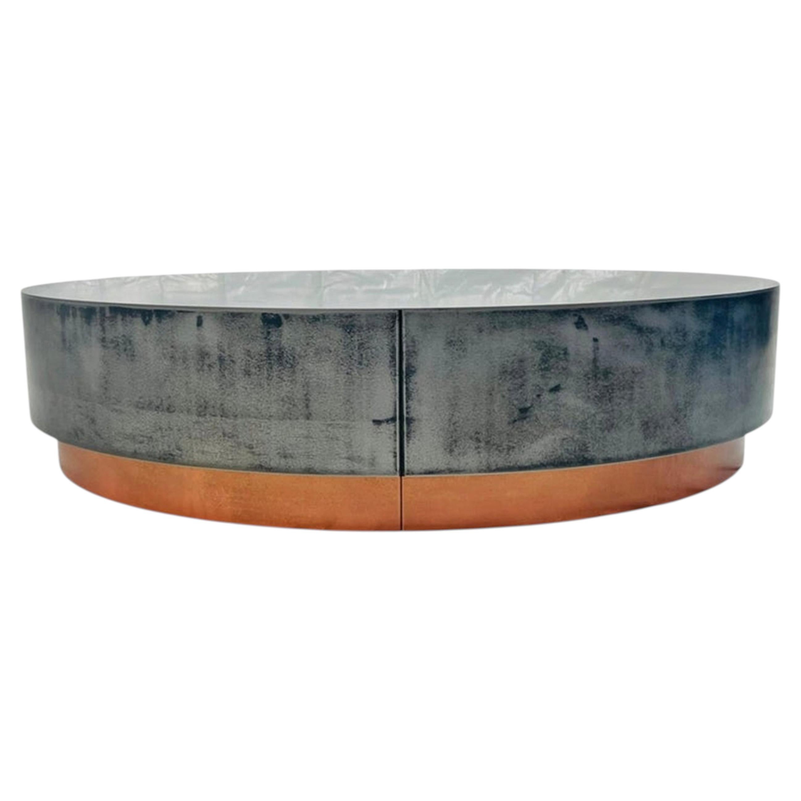 "Loren" Coffee Table by Draga & Aurel for Baxter, Aged Nickel & Copper, Italy