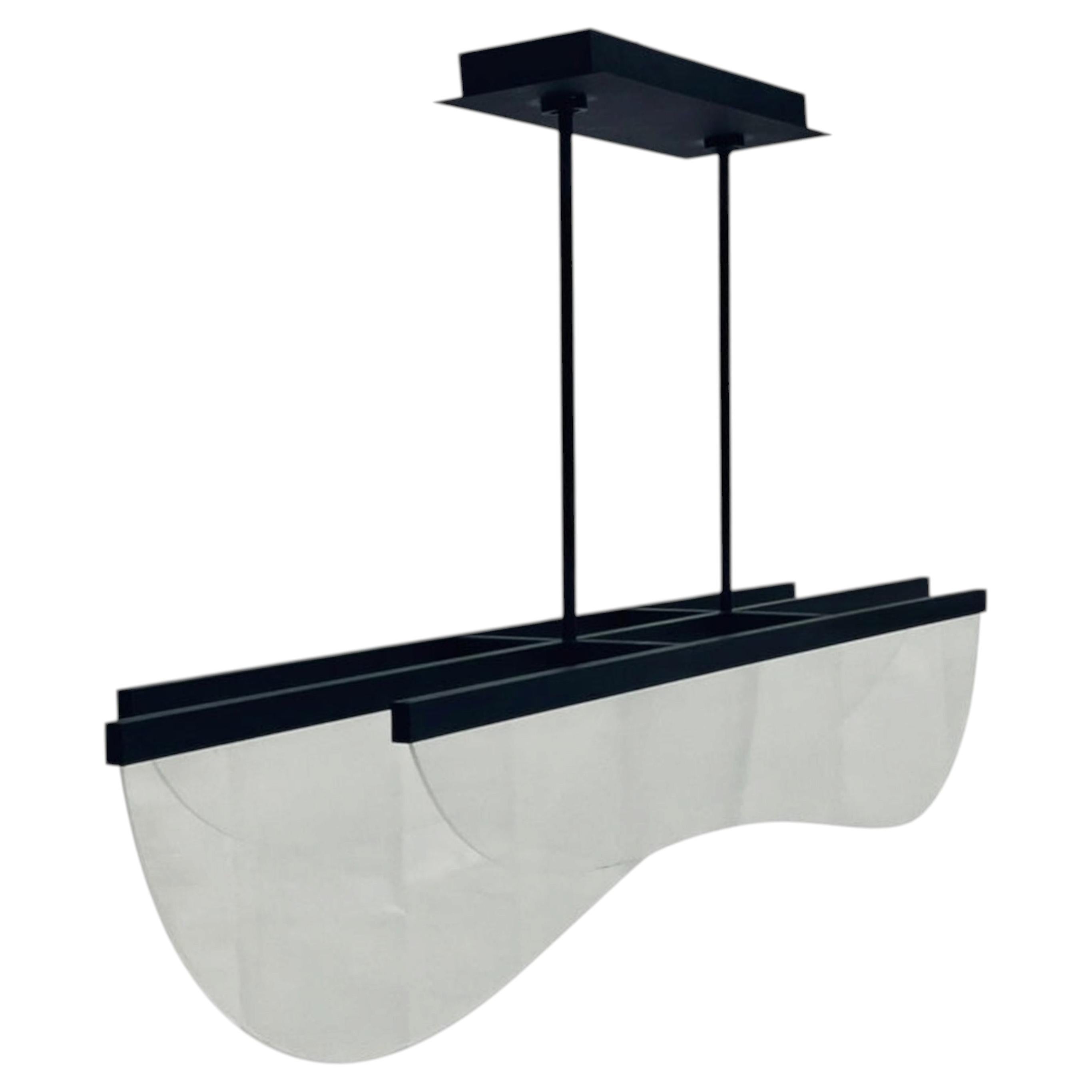 Sean Lavin "Nyra" Linear Pendant for Visual Comfort, Black Metal & Acrylic For Sale