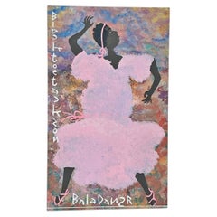 Black Joe Jackson “Bala Dansr” Outsider Folk Art Painting on Plywood, Signed