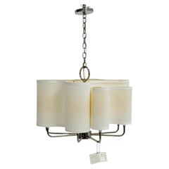 Marian Jamieson "Josephine" Polished Nickel & Silk Shade Chandelier, US Made