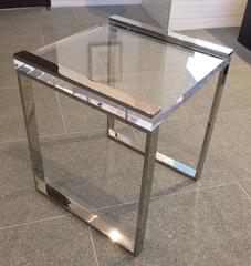 Charles Hollis Jones Side Tables in Lucite and Polished Nickel from the Box Line