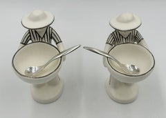 Emilia Castillo "The Couple" Bisque Porcelain & Sterling Silver Salt Cellars