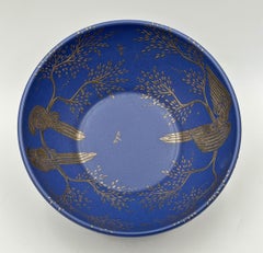 Emilia Castillo, bol en forme de perroquet bleu cobalt et argent pur, Taxco, Mexique, années 1980