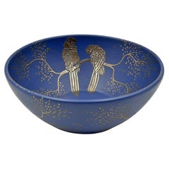 Emilia Castillo, bol en forme de perroquet bleu cobalt et argent pur, Taxco, Mexique, années 1980