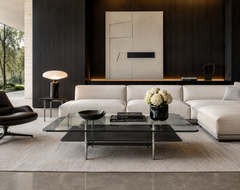Antonio Citterio for B&B Italia Leather, Aluminum & Glass Coffee Table