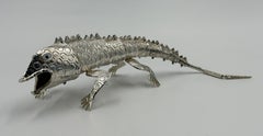 Emilia Castillo Articulated Silver-Plated Brass Lizard Sculpture, Mexico 1980's