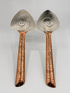 Emilia Castillo Taxco Silver Plate & Copper Serving Utensils, 1980s, Signed