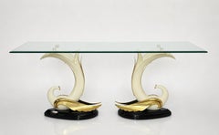 San Sen Swan Console Table for Art House Jofral Spain, Brass and Glass