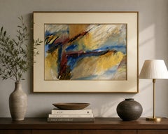 1993 Signed Abstract Expressionist “Pebble Beach” Mixed Media Painting