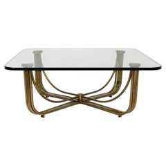 1970s Mastercraft Solid Brass and Glass Square Coffee Table, USA Designed/Made