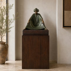 Victor Gutierrez Limited Edition Bronze Seated Woman Sculpture, Mexico 1981