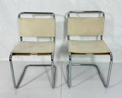 Pair Marcel Breuer B33 Cantilever Chrome Canvas Chairs for Knoll, USA 1992