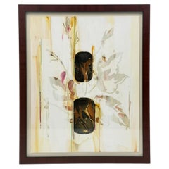 Signed 1993 Abstract Botanical Mixed Media Painting on Paper
