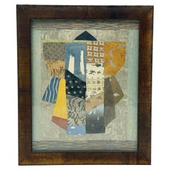 Pia Oste-Alexander Mixed Media Textile & Paper Collage, Framed