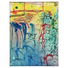 Nick Barberi, «Cascada y verde», pintura abstracta original en gouache