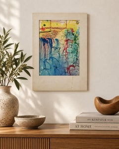 Nick Barberi, «Cascada y verde», pintura abstracta original en gouache