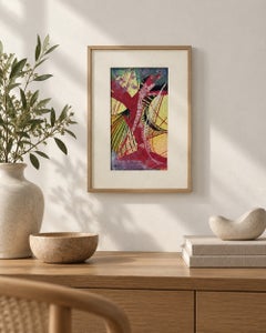 Nick Barberi, «Tree Wind and the Meadow», pintura abstracta original en gouache