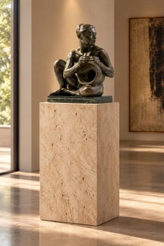 Tiburcio Ortiz "Tejedora de Canastas" Signed Limited Edition Bronze, Mexico 1987