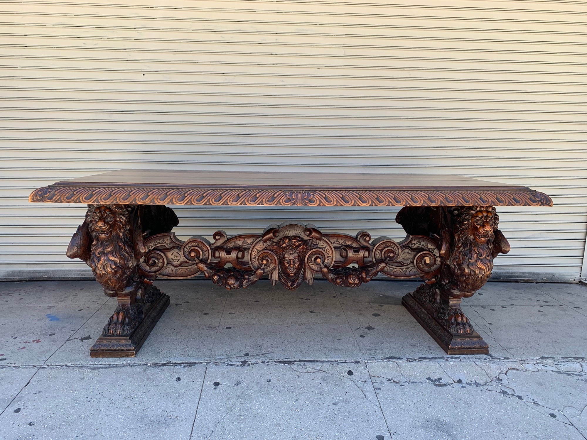 Hand-Carved Table by Master Sculptor Valentino Panciera Besarel For Sale