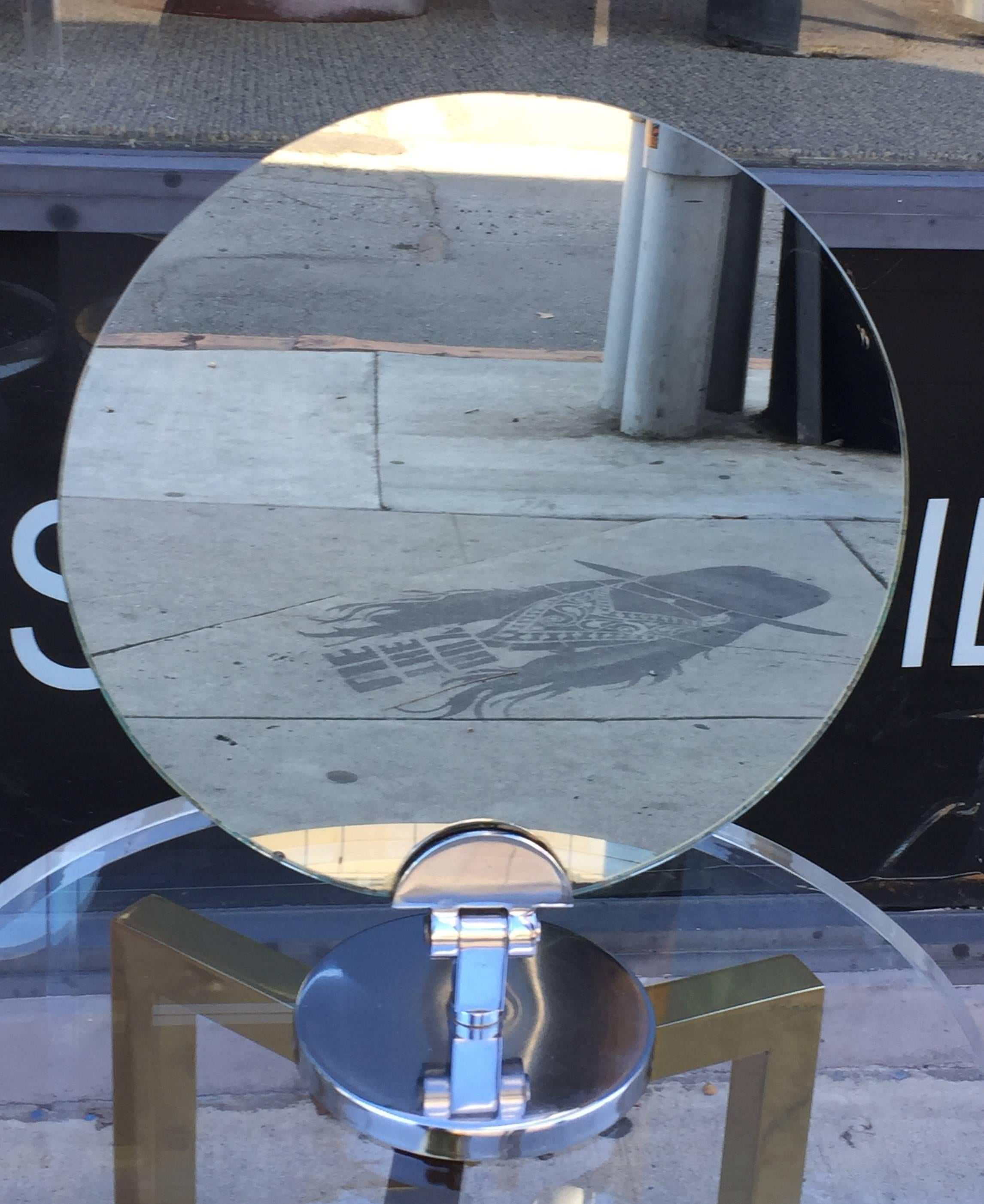 Miroir de coiffeuse ou de table rond pivotant Charles Hollis Jones Bon état - En vente à Los Angeles, CA