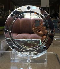 Lucite and Chrome Makeup Mirror with Magnifying Feature by Charles Hollis Jones