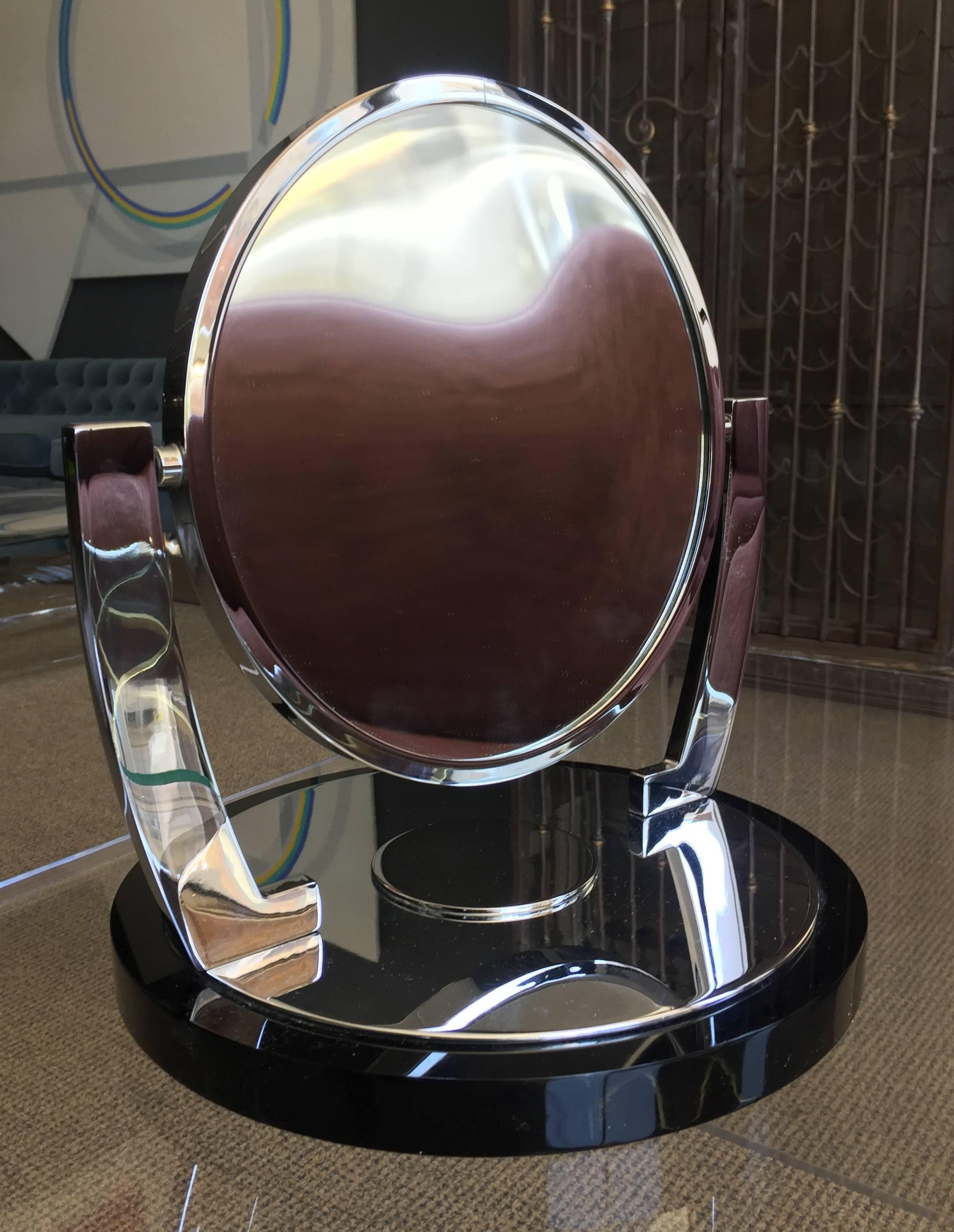 American Deco Style Vanity/Makeup Mirror with Magnifying Side by Charles Hollis Jones For Sale