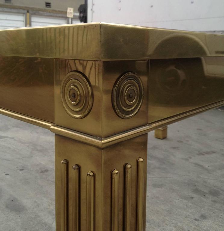 Brass and Glass Extension Table with Columnar Legs by Mastercraft at