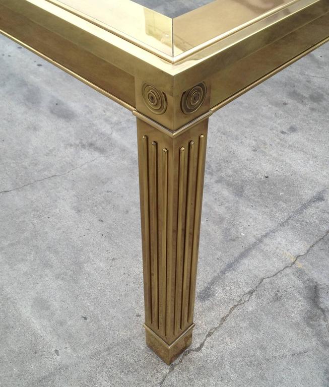Brass and Glass Extension Table with Columnar Legs by Mastercraft at